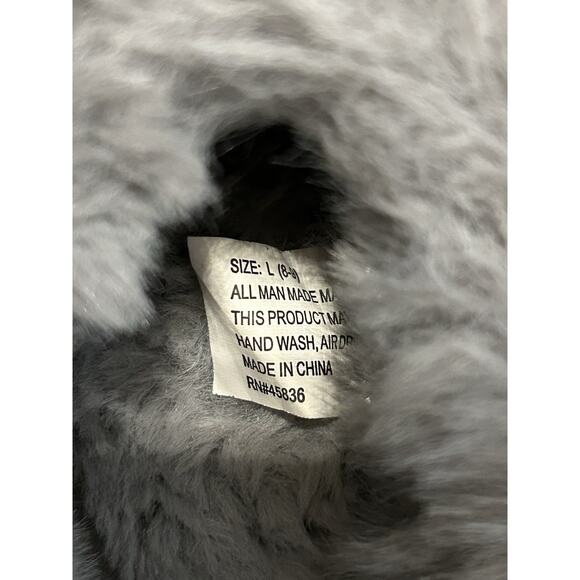 KOOBA Grey Faux Fur Slippers Furry Knitted House Shoes Women’s L 8-9 - Picture 7 of 7